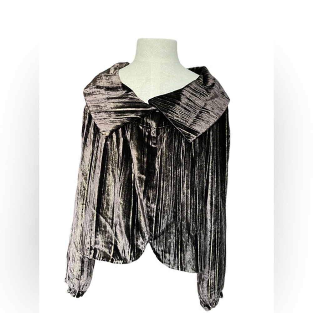 Lafayette 148 Velvet Crop Jacket Brown with gold stripes size 10